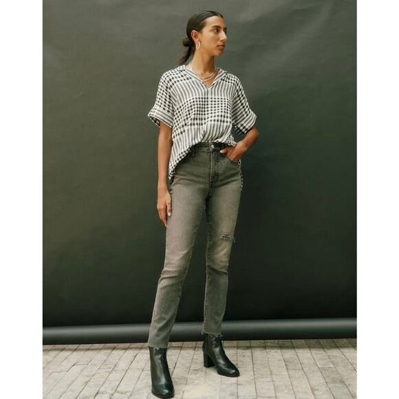 Madewell Perfect Vintage High Straight Crop Jeans Size 27 Black - Picture 6 of 14